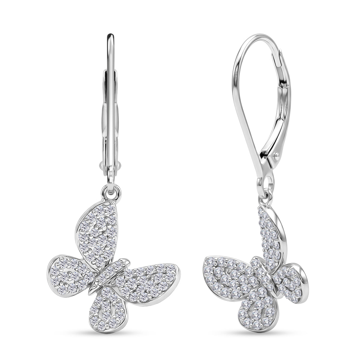 D'Joy Weißer Diamant Ohrringe 925 Silber Rhodiniert ca. 0.50 ct