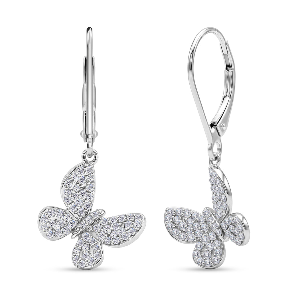 D'Joy Weißer Diamant Ohrringe 925 Silber Rhodiniert ca. 0.50 ct