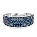 D'Joy Blauer Diamant Ring 925 Silber Rhodiniert (Größe 18.00) ca. 0,55 ct