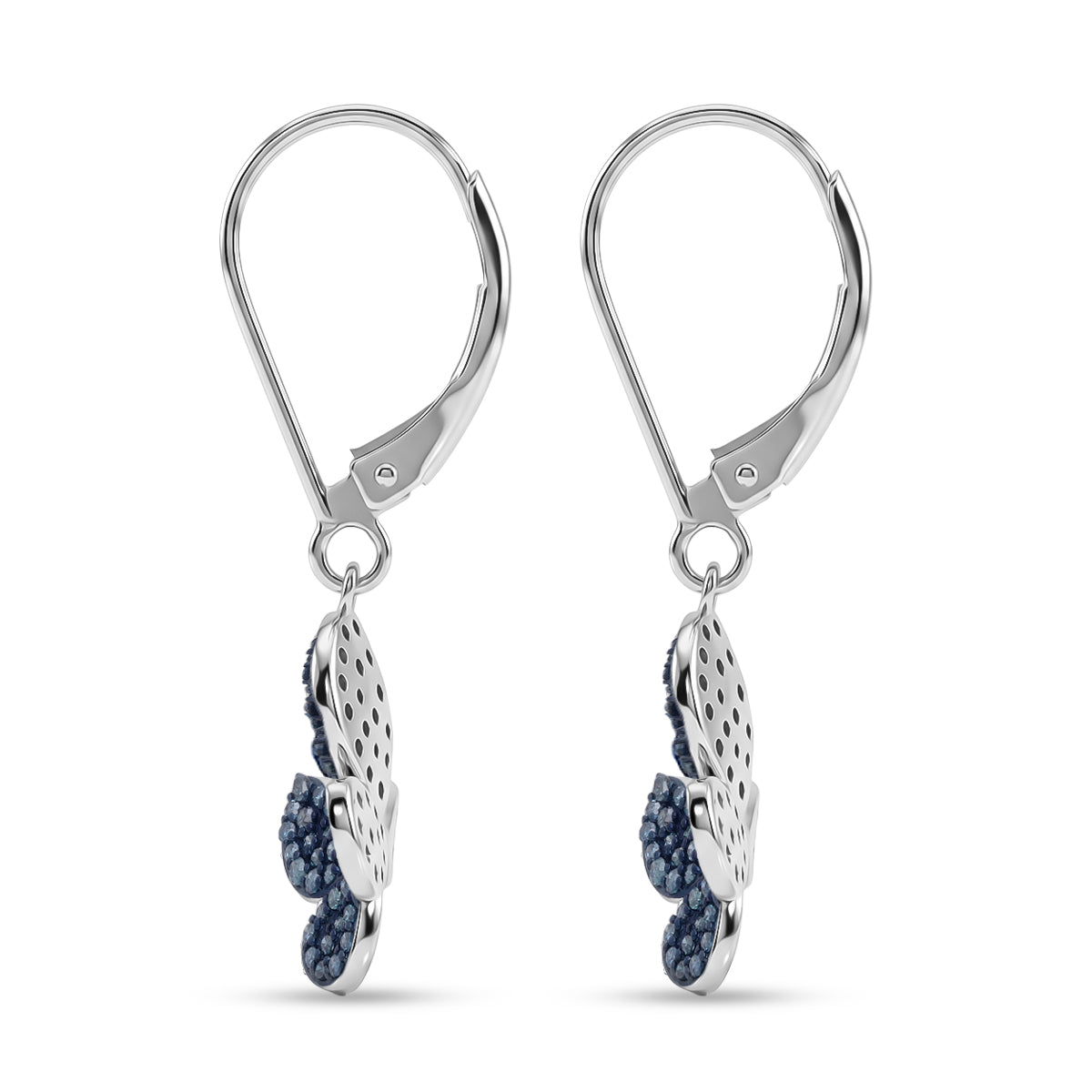 D'Joy Blauer Diamant Ohrringe 925 Silber Rhodiniert ca. 0.50 ct