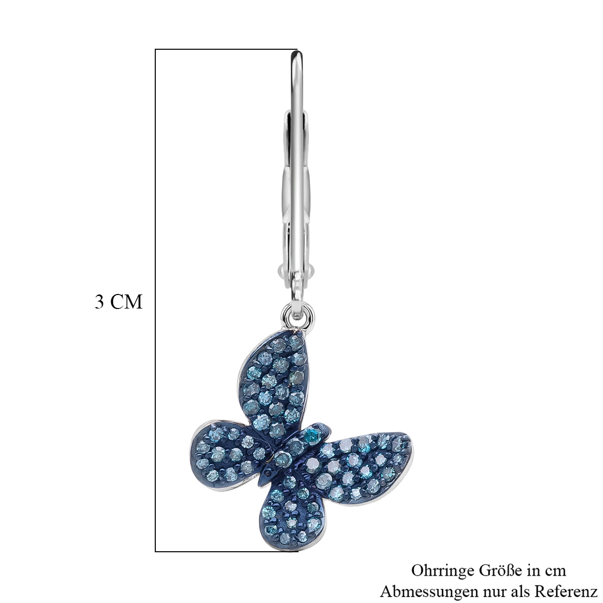 D'Joy Blauer Diamant Ohrringe 925 Silber Rhodiniert ca. 0.50 ct