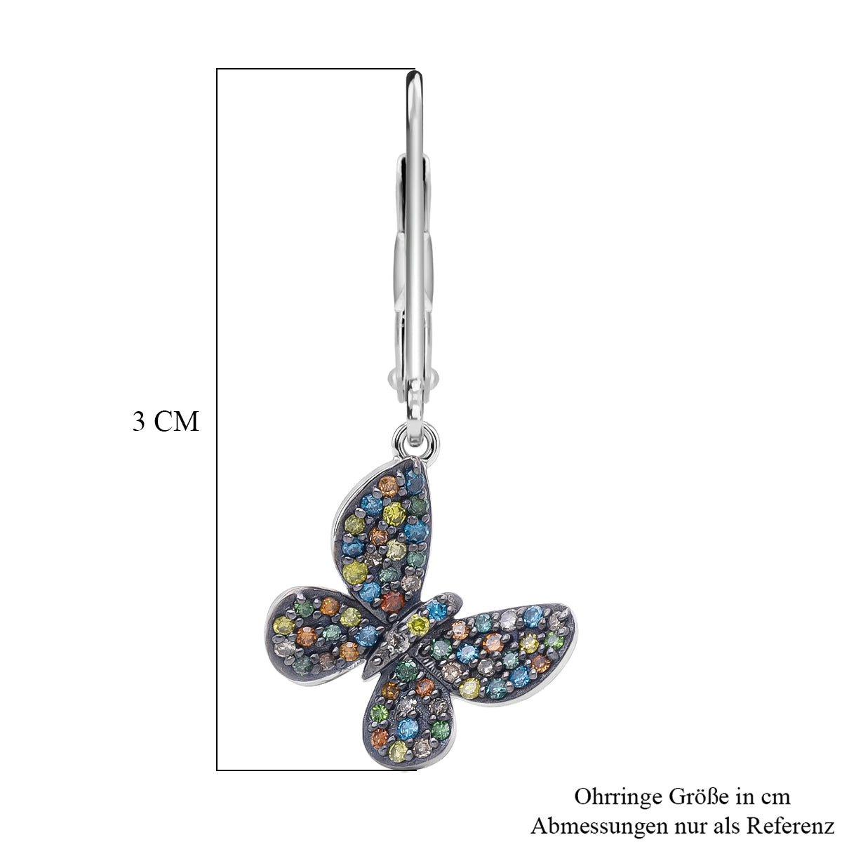 D'Joy Mehrfarbiger Diamant Ohrringe 925 Silber Rhodiniert ca. 0.50 ct