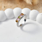 D'Joy AA Mehrfarbig-Turmalin Ring 925 Silber Gold (Größe 21.00) ca. 0.98 ct