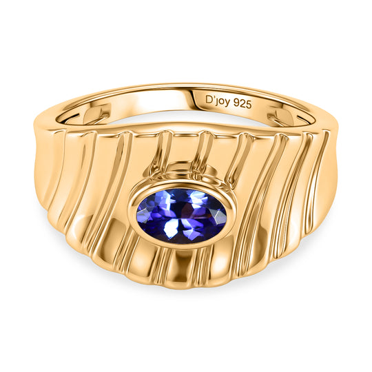 D'Joy AAA Tansanit Ring 925 Silber 750 Gelbgold vermeil (Größe 17.00) ca. 0,50 ct