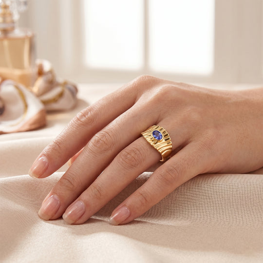 D'Joy AAA Tansanit Ring 925 Silber 750 Gelbgold vermeil (Größe 17.00) ca. 0,50 ct