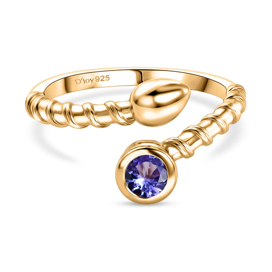 D'Joy Tansanit Ring 925 Silber 750 Vergoldet (Größe 21.00) ca. 0,36 ct