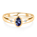 D'Joy Pfau Tansanit, Moissanit Ring 925 Silber 750 Gelbgold vermeil (Größe 17.00) ca. 0,49 ct