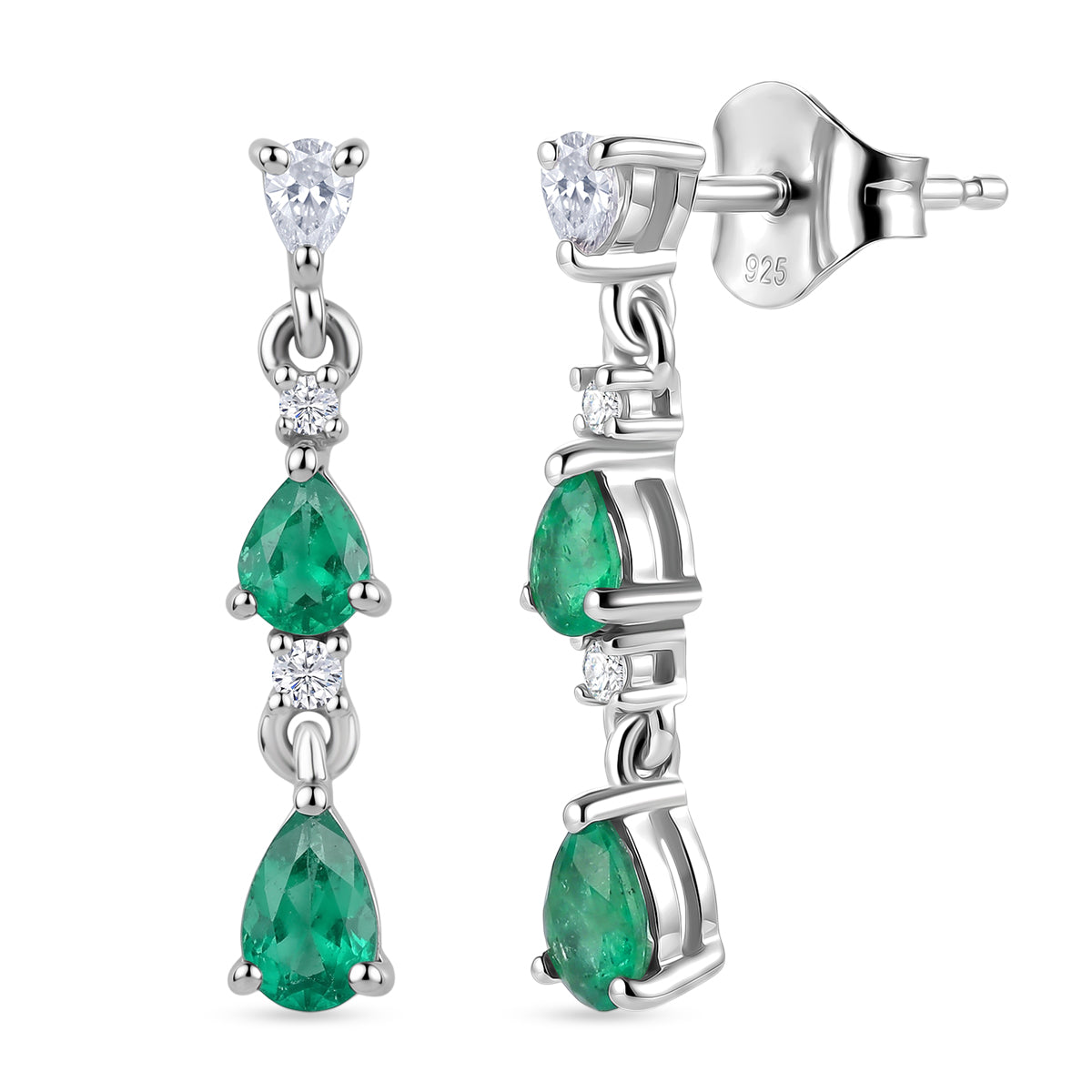 D'Joy AAA Kagem Sambischer Smaragd Ohrringe 925 Silber Rhodiniert ca. 1,09 ct.