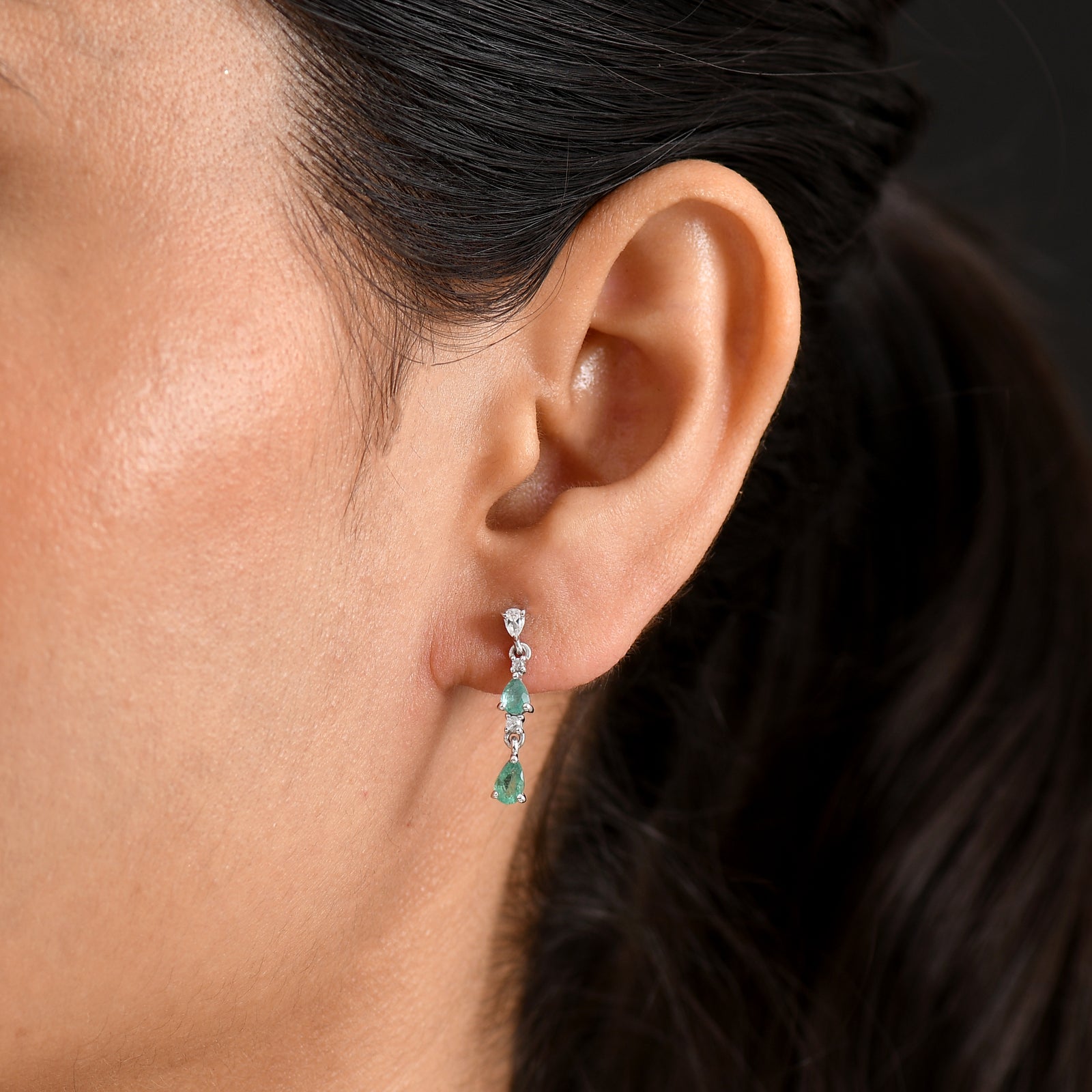 D'Joy AAA Kagem Sambischer Smaragd Ohrringe 925 Silber Rhodiniert ca. 1,09 ct.
