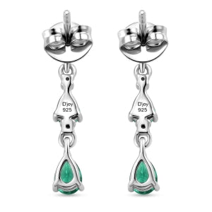 D'Joy AAA Kagem Sambischer Smaragd Ohrringe 925 Silber Rhodiniert ca. 1,09 ct.