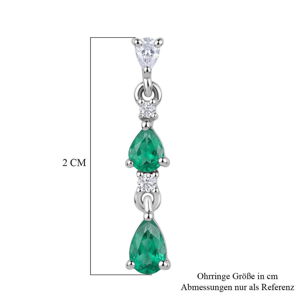D'Joy AAA Kagem Sambischer Smaragd Ohrringe 925 Silber Rhodiniert ca. 1,09 ct.