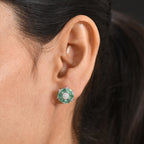 D'Joy AAA Kagem Sambischer Smaragd, Lab Grown Diamant Ohrringe 925 Silber Rhodiniert ca. 2.16 ct
