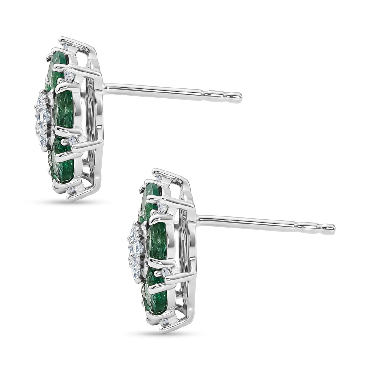 D'Joy AAA Kagem Sambischer Smaragd, Lab Grown Diamant Ohrringe 925 Silber Rhodiniert ca. 2.16 ct