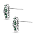 D'Joy AAA Kagem Sambischer Smaragd, Lab Grown Diamant Ohrringe 925 Silber Rhodiniert ca. 2.16 ct
