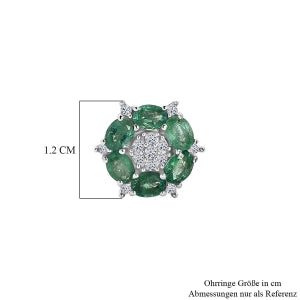 D'Joy AAA Kagem Sambischer Smaragd, Lab Grown Diamant Ohrringe 925 Silber Rhodiniert ca. 2.16 ct