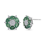 D'Joy AAA Kagem Sambischer Smaragd, Lab Grown Diamant Ohrringe 925 Silber Rhodiniert ca. 2.16 ct