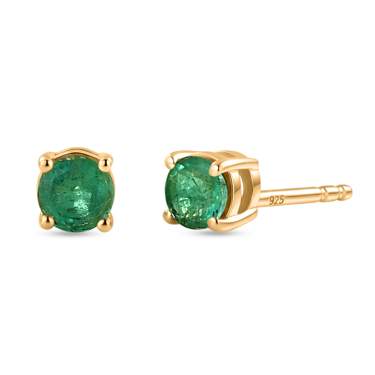 D'Joy AAA Kagem Sambischer Smaragd Ohrringe 925 Silber 750 Gelbgold vermeil ca. 0.49 ct