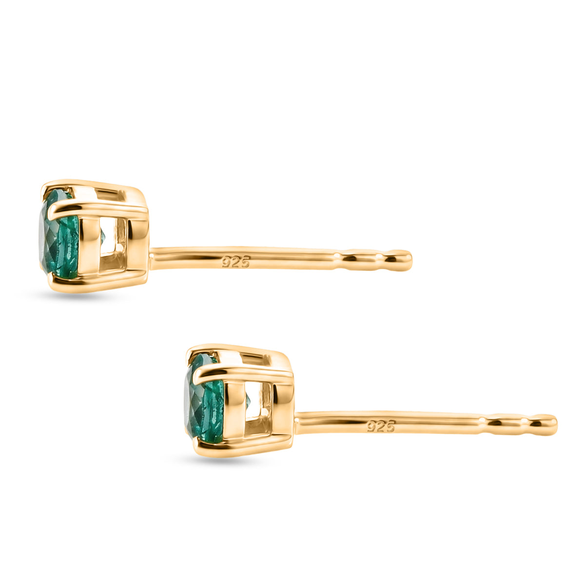 D'Joy AAA Kagem Sambischer Smaragd Ohrringe 925 Silber 750 Gelbgold vermeil ca. 0.49 ct