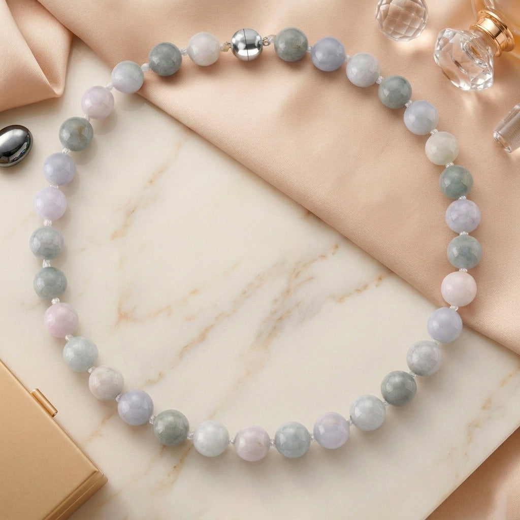 D'Joy Mehrfarbig Jade Halskette ca. 50 cm 925 Silber Rhodiniert ca. 640,00 ct.