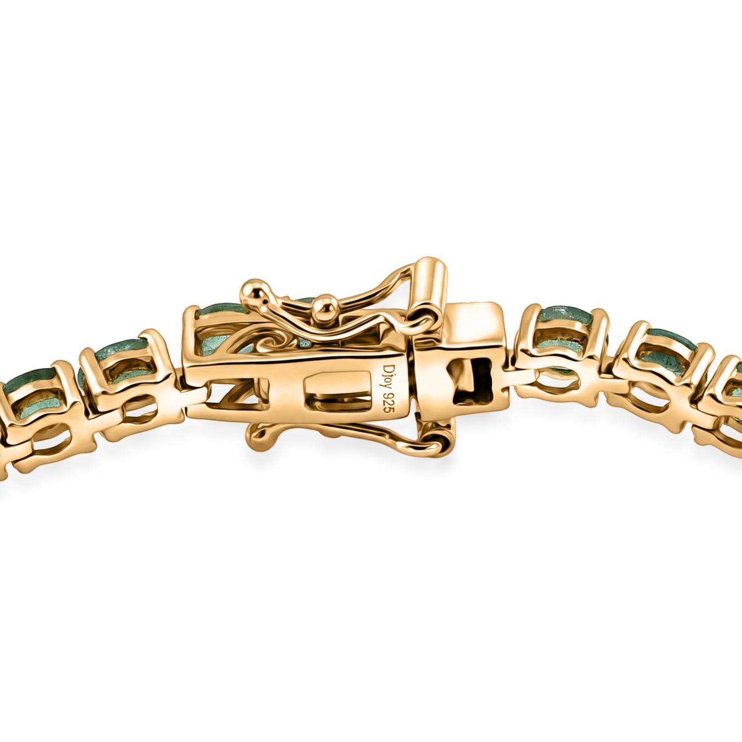 D'Joy AAA Kagem Sambischer Smaragd Armband ca. 19 cm 925 Silber 750 Gelbgold vermeil ca. 7,13 ct.