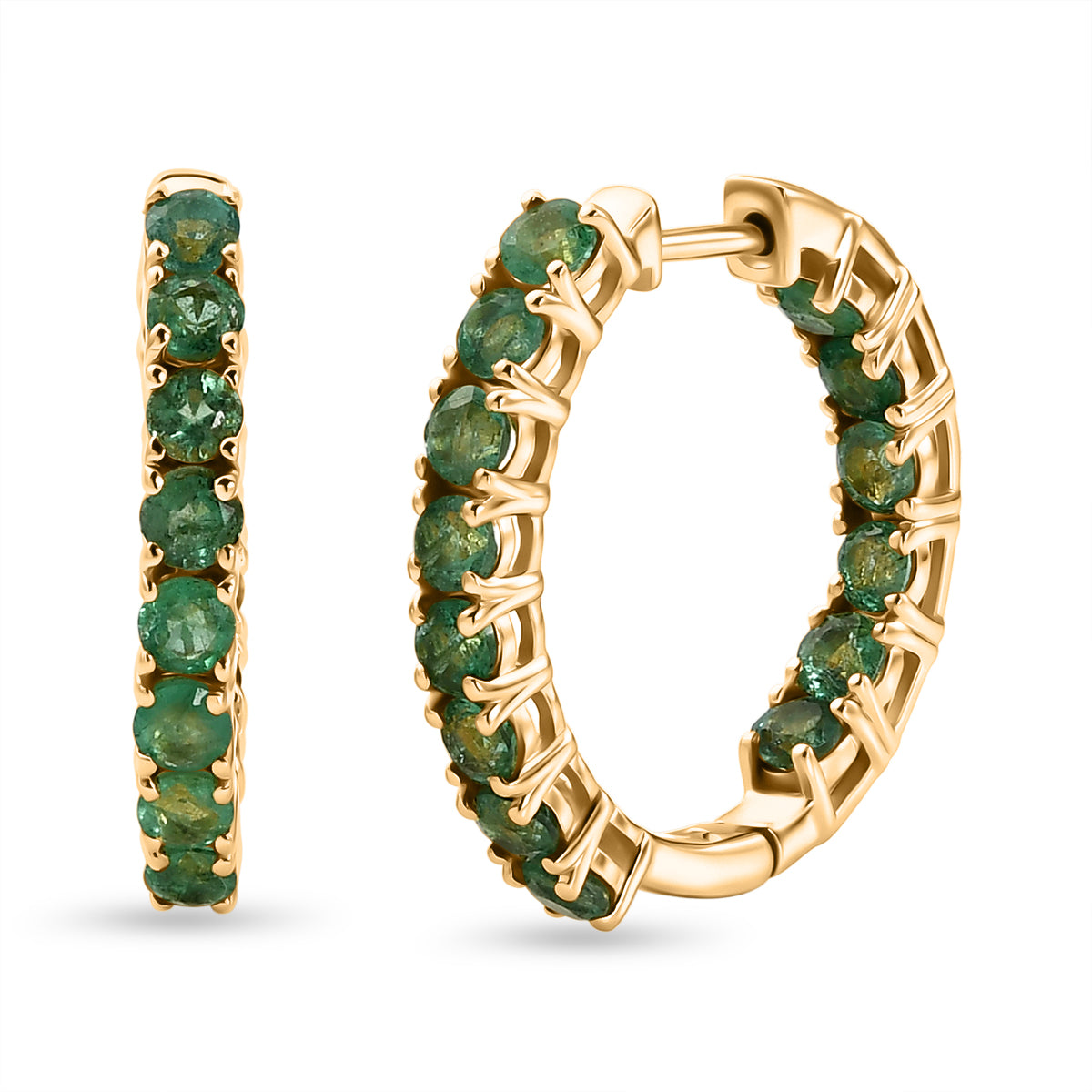 D'Joy AAA Kagem Sambischer Smaragd Ohrringe 925 Silber 750 Gelbgold vermeil ca. 3,02 ct.