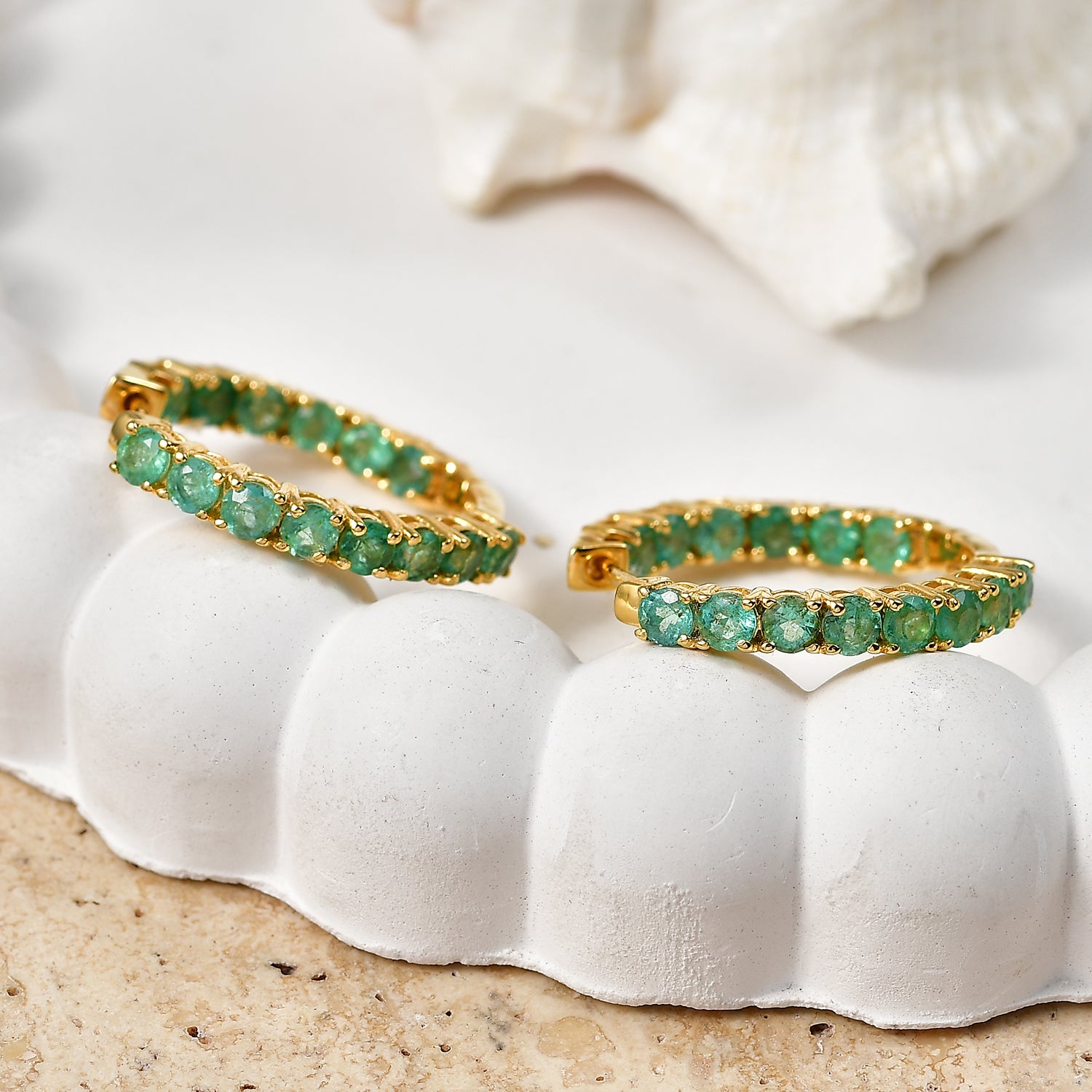 D'Joy AAA Kagem Sambischer Smaragd Ohrringe 925 Silber 750 Gelbgold vermeil ca. 3,02 ct.