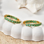 D'Joy AAA Kagem Sambischer Smaragd Ohrringe 925 Silber 750 Gelbgold vermeil ca. 3,02 ct.