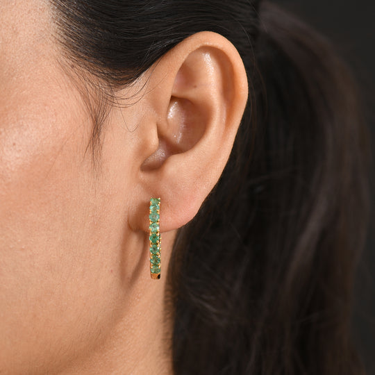 D'Joy AAA Kagem Sambischer Smaragd Ohrringe 925 Silber 750 Gelbgold vermeil ca. 3,02 ct.