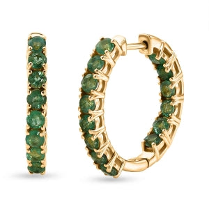 D'Joy AAA Kagem Sambischer Smaragd Ohrringe 925 Silber 750 Gelbgold vermeil ca. 3,02 ct.