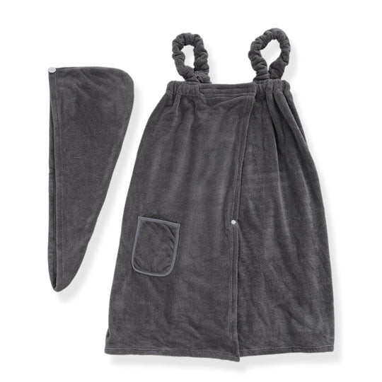 Set of 2 bath towel set Bath towel with pocket 1pc bath towel+1pc hair towel Material:100% polyester,260gsm