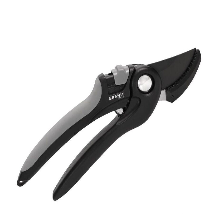 GRANIT BLACK EDITION Profi-Gartenschere GS02-A, PTFE-beschichtet, ergonomischer Softgriff