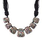 Schwarzer Achat, Abalone Muschel Halskette 50 cm ca. 24.01 ct