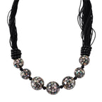 Schwarzer Achat, Abalone Muschel Halskette 50 cm ca. 18.01 ct