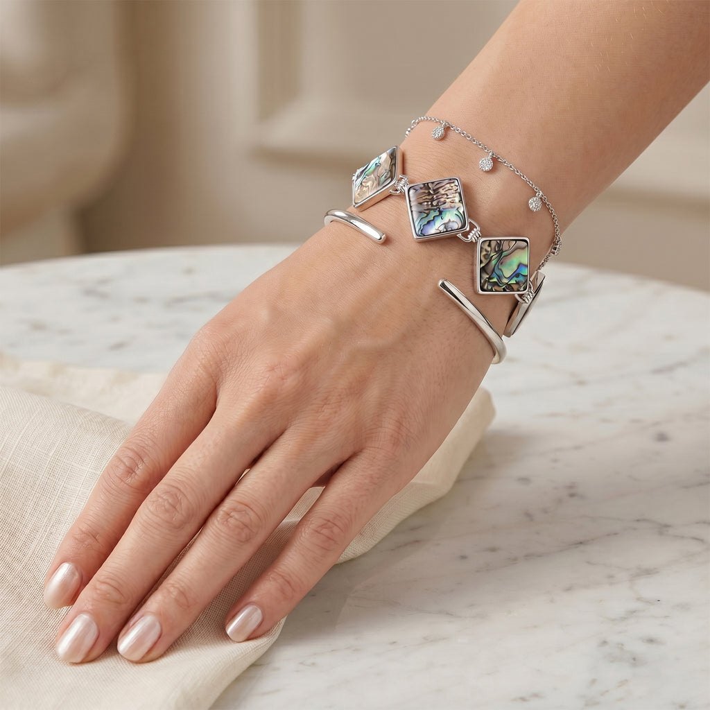 Abalone Muschel Armband ca. Flexibles cm Nickelfreies Messing ca. 75.00 ct