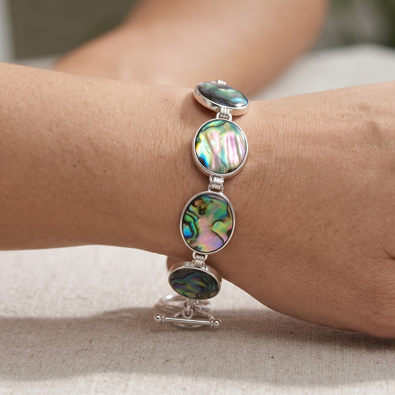 Abalone Muschel Armband ca. Flexibles cm Nickelfreies Messing ca. 45.00 ct