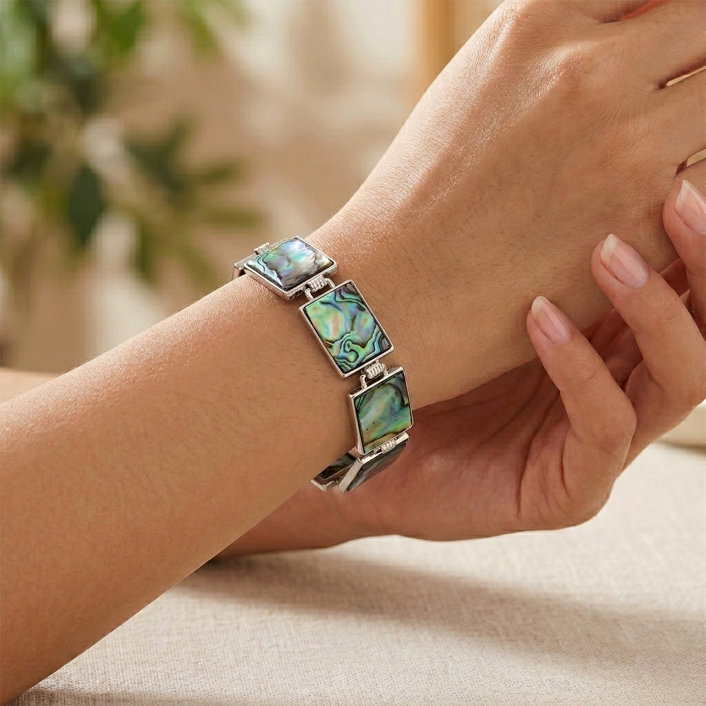 Abalone Muschel Armband ca. Flexibles cm Nickelfreies Messing ca. 60.00 ct