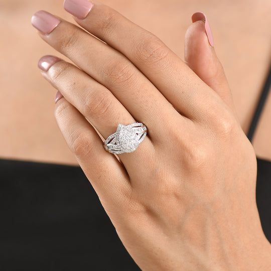 LUXURIANT DIAMOND - Lab Grown Diamant SI-GH SGL zertifiziert Ring 925 Silber Rhodiniert (Größe 21.00) ca. 1.00 ct