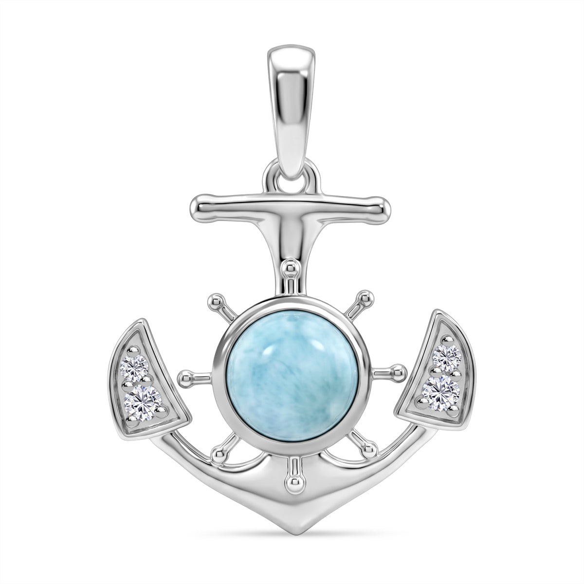 D'Joy Larimar, Weißer Zirkon Anhänger 925 Silber Platiniert ca. 1,89 ct.
