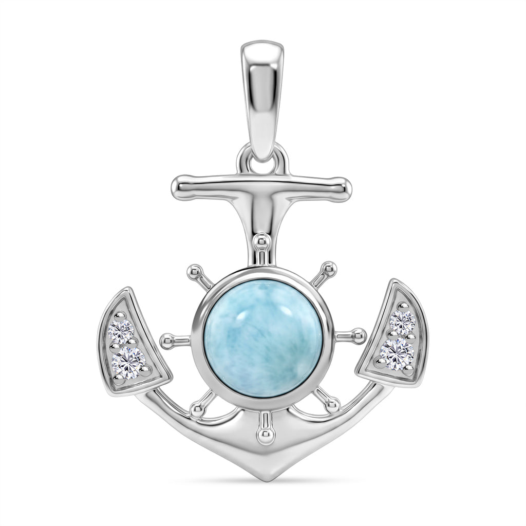 D'Joy Larimar, Weißer Zirkon Anhänger 925 Silber Platiniert ca. 1,89 ct.