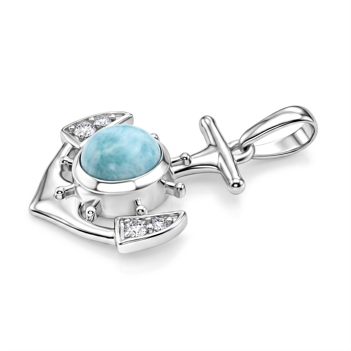 D'Joy Larimar, Weißer Zirkon Anhänger 925 Silber Platiniert ca. 1,89 ct.