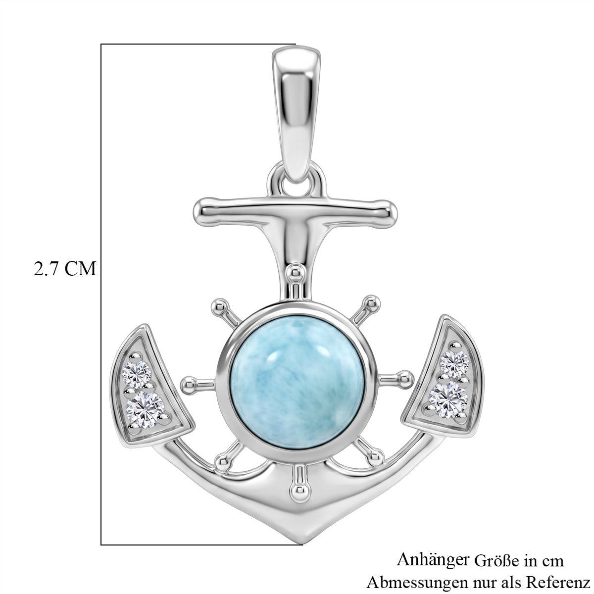 D'Joy Larimar, Weißer Zirkon Anhänger 925 Silber Platiniert ca. 1,89 ct.