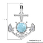 D'Joy Larimar, Weißer Zirkon Anhänger 925 Silber Platiniert ca. 1,89 ct.