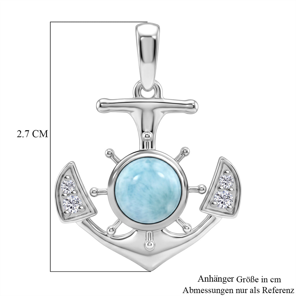 D'Joy Larimar, Weißer Zirkon Anhänger 925 Silber Platiniert ca. 1,89 ct.
