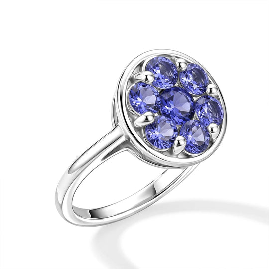 D'Joy AA Tansanit Ring 925 Silber Platiniert (Größe 19.00) ca. 1,34 ct