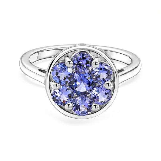 D'Joy AA Tansanit Ring 925 Silber Platiniert (Größe 19.00) ca. 1,34 ct