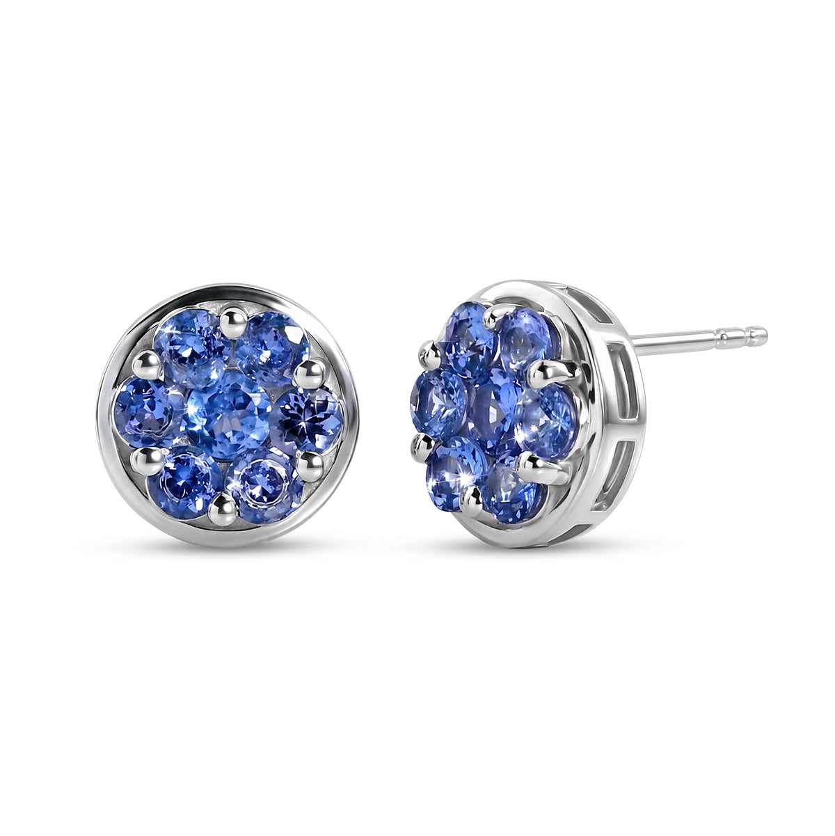 D'Joy AA Tansanit Ohrringe 925 Silber Platiniert ca. 1.81 ct