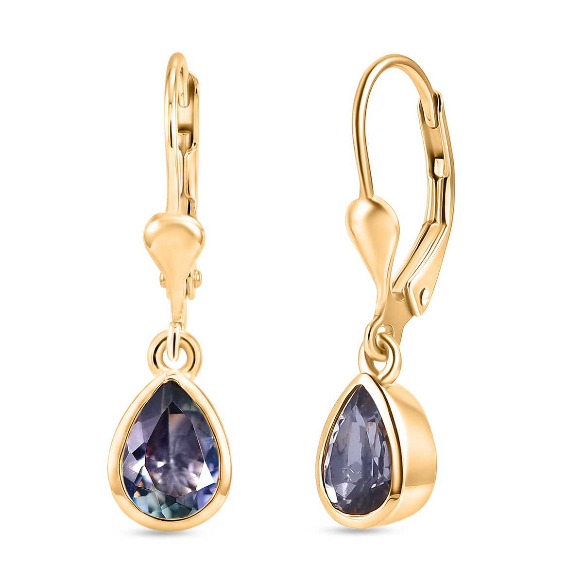 D'Joy Pfau Tansanit Ohrringe 925 Silber 750 Gelbgold vermeil ca. 1.44 ct