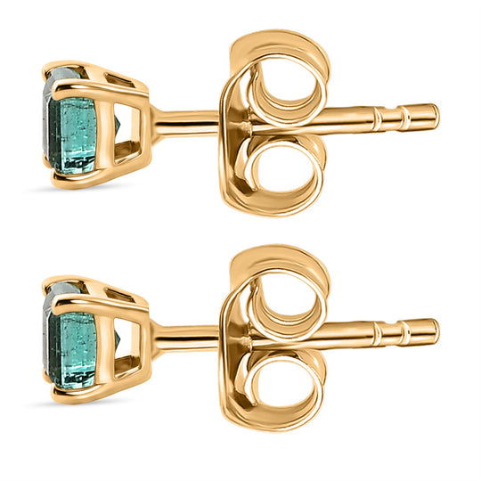 D'Joy AAA Kagem Sambischer Smaragd Ohrringe 925 Silber 750 Gelbgold vermeil ca. 0.64 ct