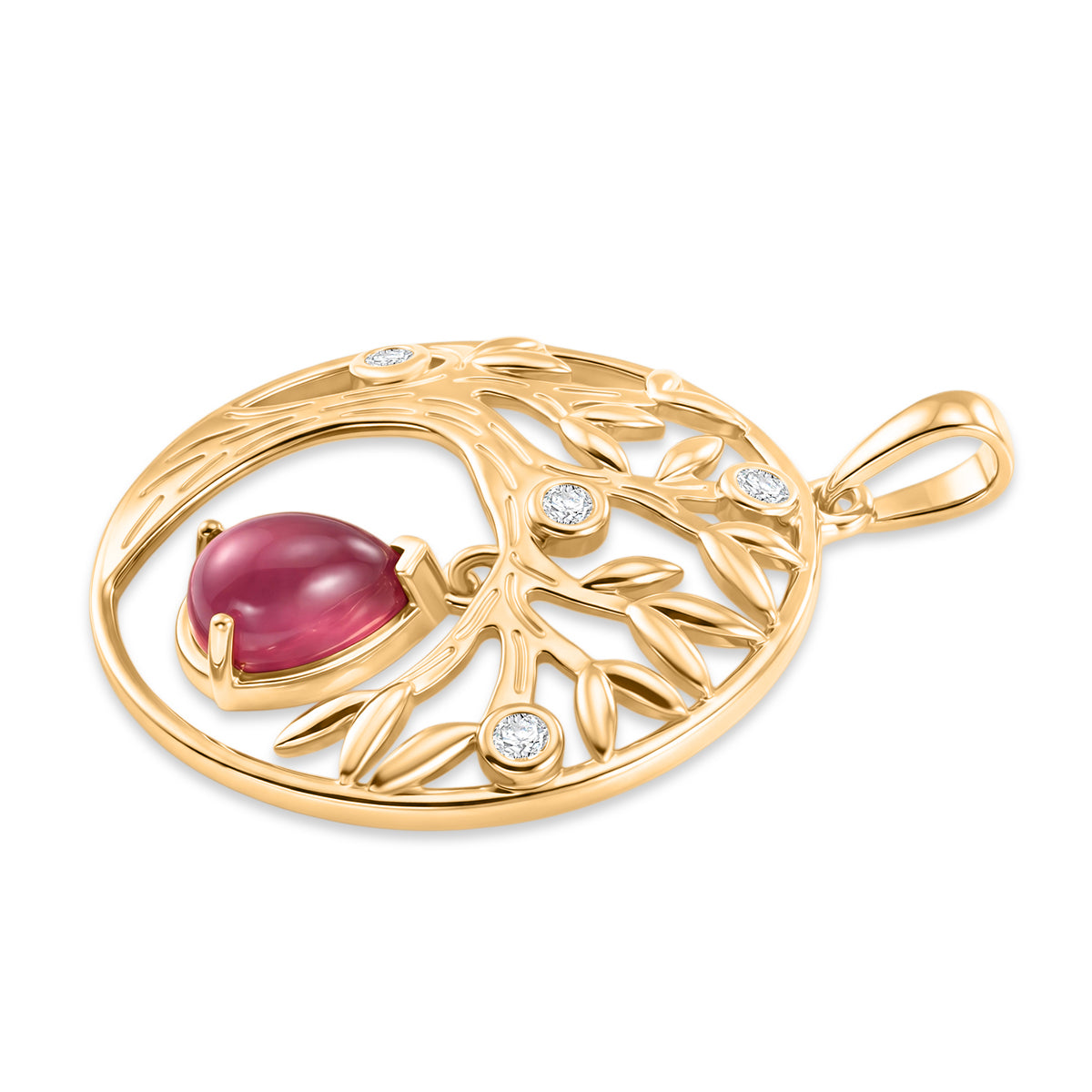 D'Joy Flamingo Mondstein, Weißer Zirkon Anhänger 925 Silber 750 Vergoldet ca. 1,41 ct.