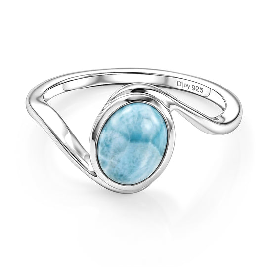 D'Joy Larimar Ring 925 Silber Platiniert (Größe 18.00) ca. 1,50 ct